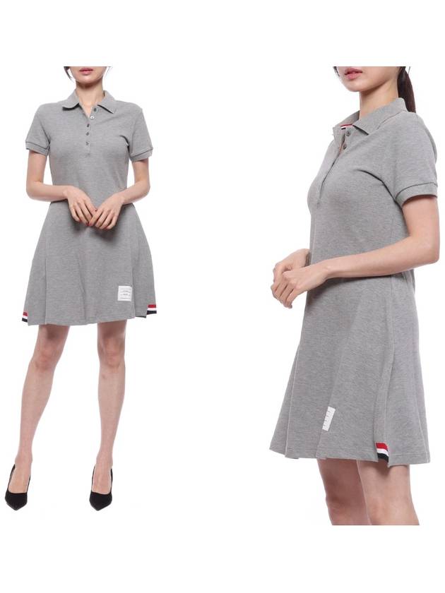 Women's Logo Patch Tennis Flare Short Dress Grey - THOM BROWNE - BALAAN 3