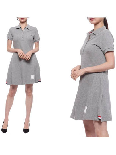 Women's Logo Patch Tennis Flare Short Dress Grey - THOM BROWNE - BALAAN 2