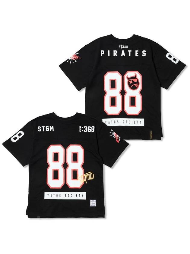 88 Football Oversized Short Sleeves T Shirts Black - STIGMA - BALAAN 2