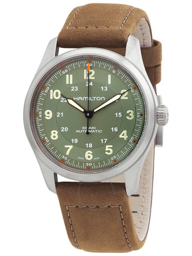 H70205860 Khaki Field Titanium Men's Leather Watch - HAMILTON - BALAAN 2