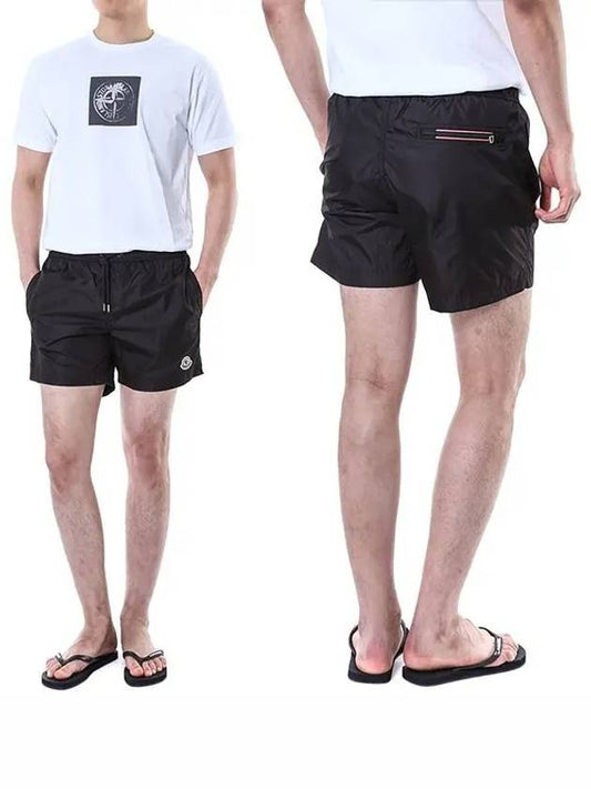 Men's Logo Patch Three Stripes Lining Swim Shorts Black - MONCLER - BALAAN 2