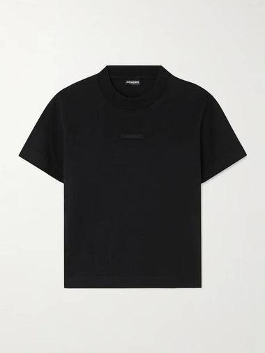 Jacquemus Le T Shirt Gross Grain Crop Short Sleeve Tee Black Women s - JACQUEMUS - BALAAN 1