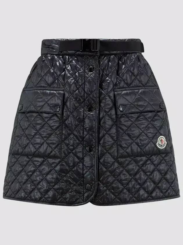 Women's Quilted Logo Patch Mini A-Line Skirt Black - MONCLER - BALAAN 7