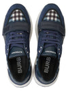 Check Leather Suede Low Top Sneakers Blue - BURBERRY - BALAAN 3