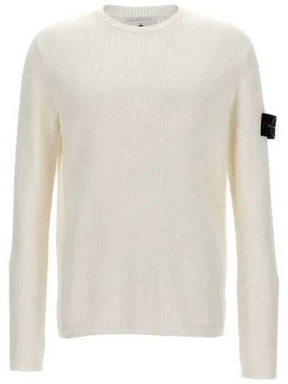 Wappen Patch Crew Neck Knit Top White - STONE ISLAND - BALAAN 2