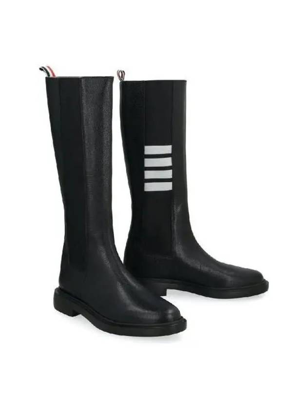 Logo Pebble Leather Chelsea Long Boots Black - THOM BROWNE - BALAAN 4