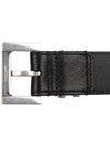 Silver Hardware Monogram Buckle Leather Belt Black - SAINT LAURENT - BALAAN 7