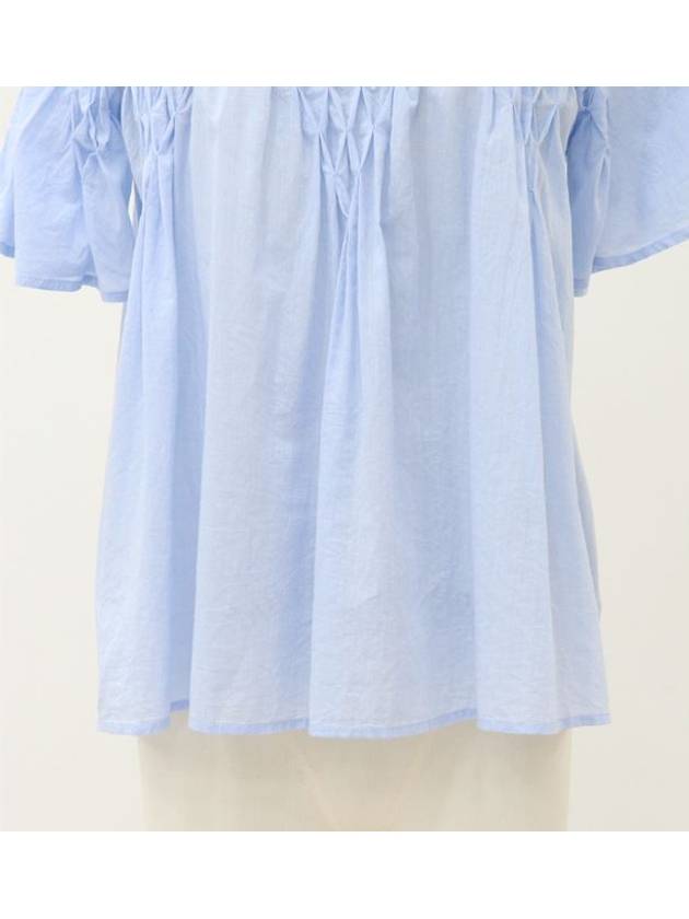 Sky blue ruffle neck blouse - MERLETTE - BALAAN 4