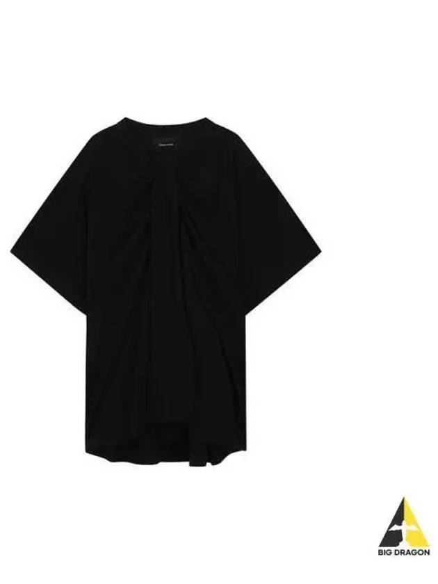 Simone Rocha Gather Detail Neck Short Sleeve T Shirt Black TS338T0553 - SIMONE ROCHA - BALAAN 1