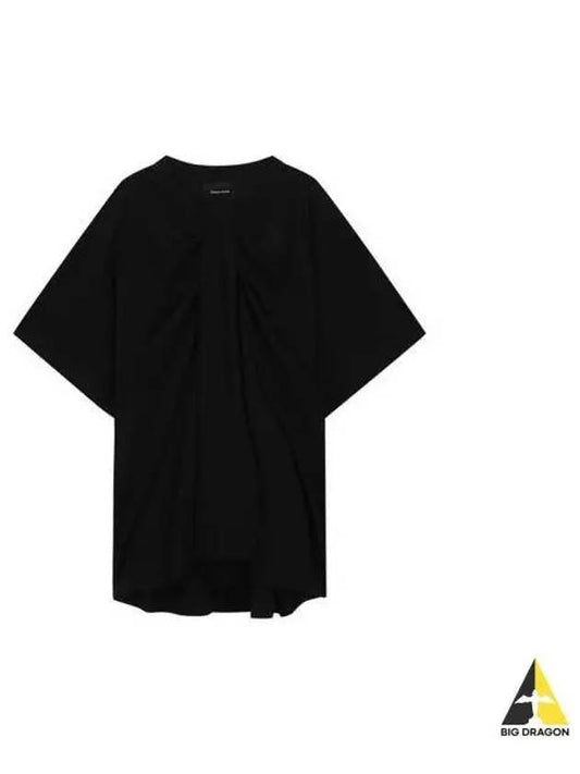 Simone Rocha Gather Detail Neck Short Sleeve T Shirt Black TS338T0553 - SIMONE ROCHA - BALAAN 1