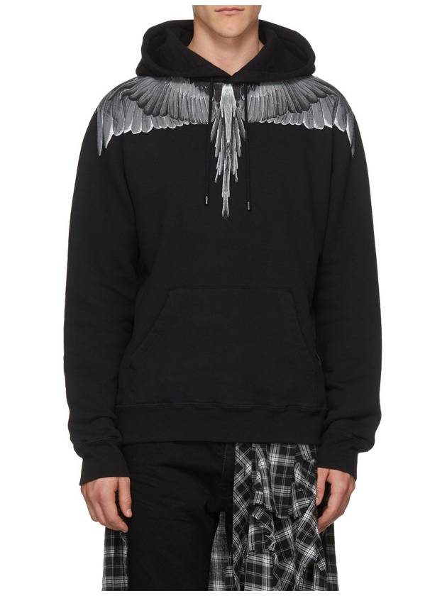 Grey Wing Print Hoodie Black - MARCELO BURLON - BALAAN 4