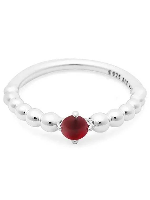 January Beaded Ring Sterling Silver Dark Red - PANDORA - BALAAN 1