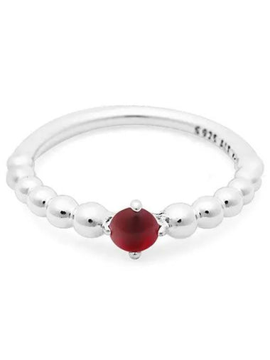 January Beaded Ring Sterling Silver Dark Red - PANDORA - BALAAN 1