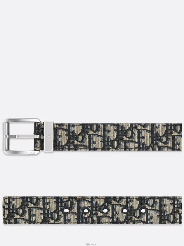 Logo Jacquard Leather Belt Black Beige - DIOR - BALAAN 4