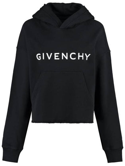 Women's Archetype Crop Fleece Hoodie Black - GIVENCHY - BALAAN 2