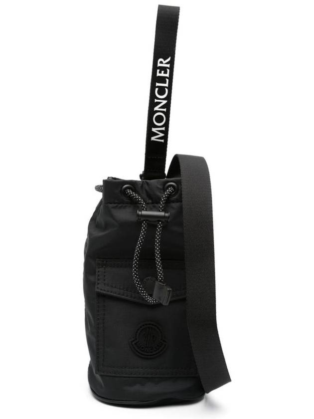 Logo Patch Drawstring Mini Bucket Bag Black - MONCLER - BALAAN 2