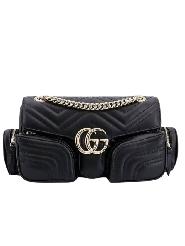 GG Marmont Small Multi Pocket Leather Shoulder Bag Black - GUCCI - BALAAN 1