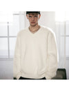 Angora V-neck over knit white - TENER - BALAAN 2