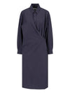 Straight Collar Twisted Midi Dress Navy - LEMAIRE - BALAAN 1
