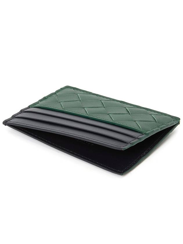 Intrecciato Two-Tone Card Wallet Black Green - BOTTEGA VENETA - BALAAN 5