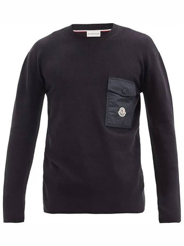 Symbol Logo Patch Nylon Pocket Cotton Knit Sweater 9C00001 M1113 743 - MONCLER - BALAAN 1