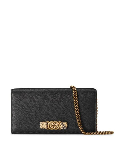 GG Interlocking Leather Chain Long Wallet Black - GUCCI - BALAAN 1