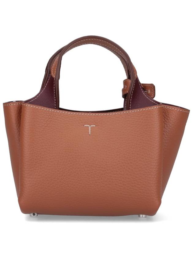 Micro Leather Tote Bag Brown - TOD'S - BALAAN 4