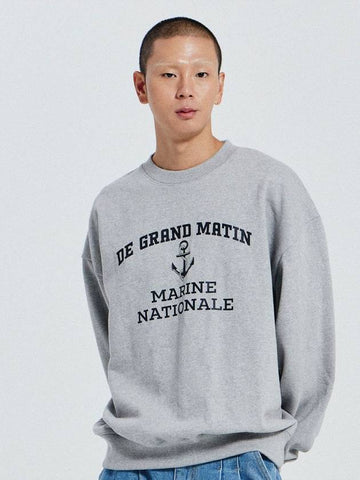 V Heavy Sweat Marine Sweatshirt Melange Grey - DE GRAND MATIN - BALAAN 1