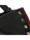 Rockstud Leather Small Tote Bag Black - VALENTINO - BALAAN 7