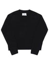 Crop Wool Cashmere Blend Knit Top Black - AMI - BALAAN 3