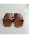 Oran Calfskin Slippers Gold Piqures Ecrues - HERMES - BALAAN 5