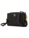 Saffiano Soft Leather Square Cross Bag Black - PRADA - BALAAN 3