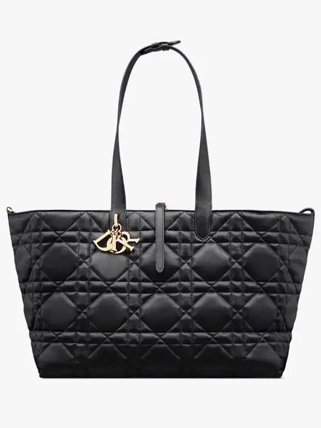 Macrocannage Calfskin Large Toujours Tote Bag Black - DIOR - BALAAN 7