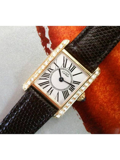 Tank Silver Plate Top Quality Diamond Women s Leather Watch - CARTIER - BALAAN 2