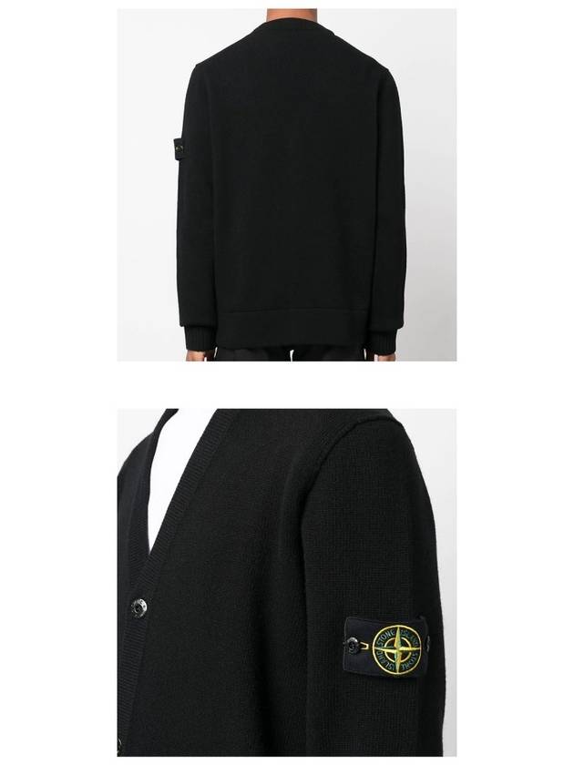 Men's Wappen Patch Button Cardigan Black - STONE ISLAND - BALAAN 7