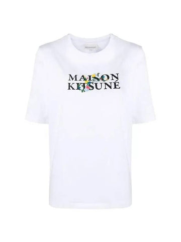 Flower Logo Print Short Sleeve T-Shirt White - MAISON KITSUNE - BALAAN 1