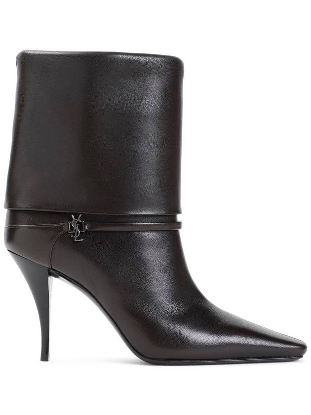 Niki Leather Ankle Boots Eagle Brown - SAINT LAURENT - BALAAN 2