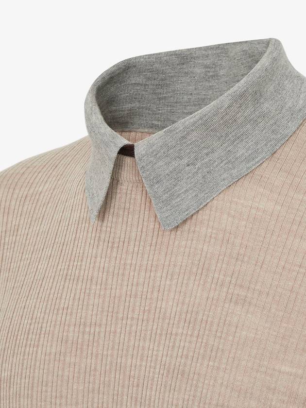 Shirt Collar Wool Sweatshirt Beige - FENDI - BALAAN 4