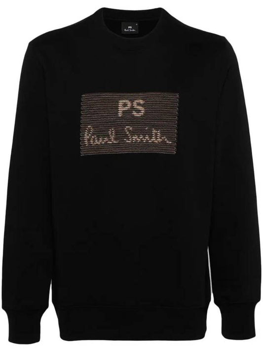 Embroidered Logo Cotton Sweatshirt Black - PAUL SMITH - BALAAN 1