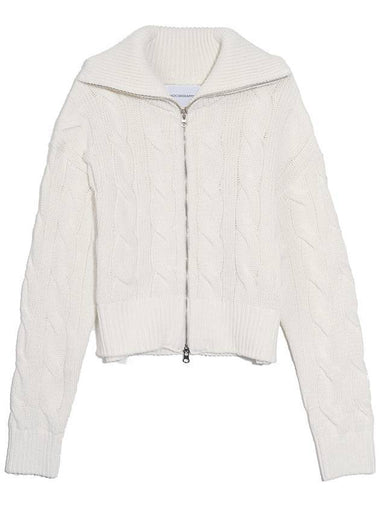 Patch Cable Two Way Zip-Up Cardigan Ivory - HARDCORE HAPPINESS - BALAAN 1