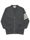 Men's Sustainable Classic Diagonal Wool Cardigan Medium Grey - THOM BROWNE - BALAAN 2