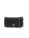 Matelasse Nappa Leather Logo Mini Shoulder Bag Black - MIU MIU - BALAAN 1