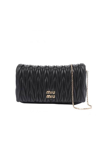 Matelasse Nappa Leather Logo Mini Bag Black - MIU MIU - BALAAN 1