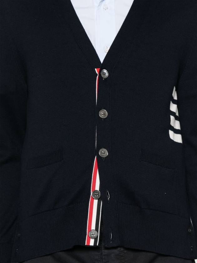 4 bar V neck cardigan navy - THOM BROWNE - BALAAN 3