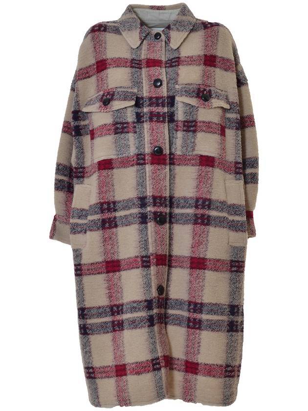 Pontage Check Pattern Wool Single Coat Red Beige - ISABEL MARANT ETOILE - BALAAN 1