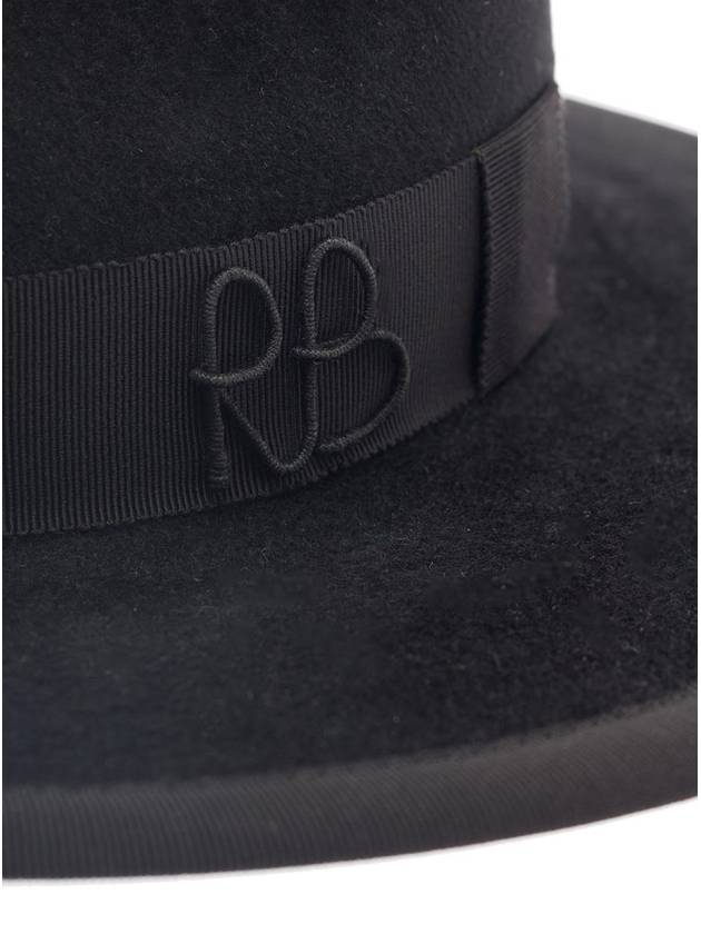 Black Fedora Hat With Rb Embroidery In Felt Woman - RUSLAN BAGINSKIY - BALAAN 3