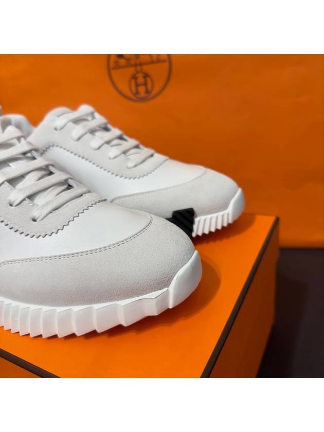 Women's Bouncing Sneakers White Leather H Brown Black Two Tone - HERMES - BALAAN 5