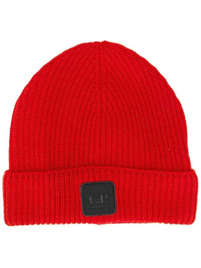 Merino Wool Logo Patch Beanie Red - CP COMPANY - BALAAN 2