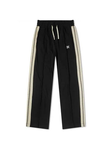 Monogram Pique Track Pants Black - PALM ANGELS - BALAAN 1