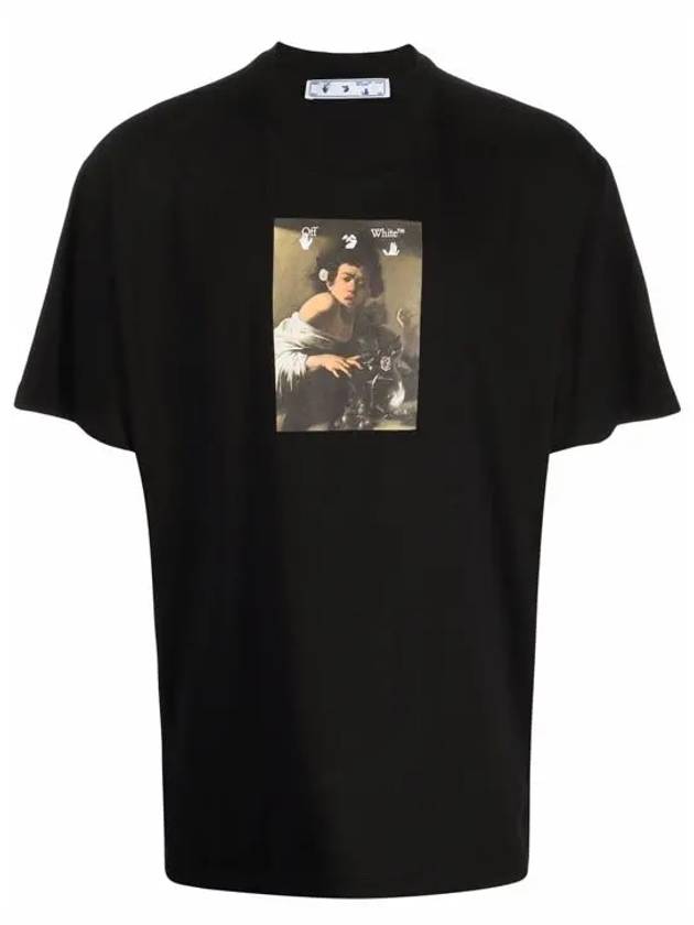 Caravaggio logo print short sleeve t-shirt black - OFF WHITE - BALAAN.
